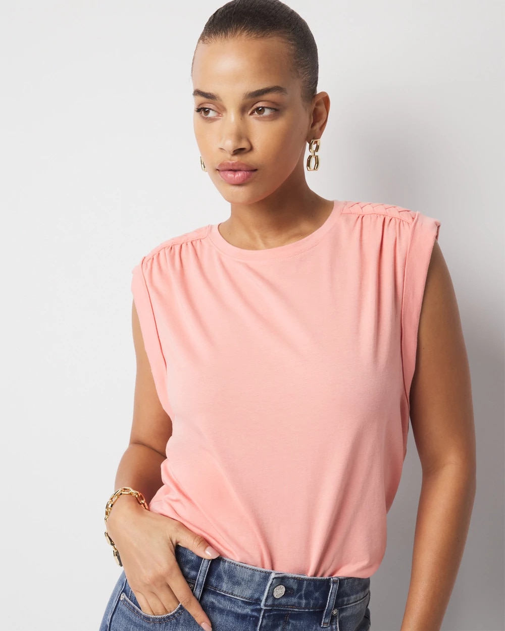 Braided Shoulder Tee | White House Black Market